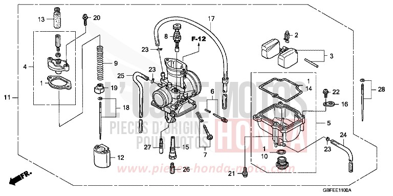 CARBURATEUR de CR85R "Grandes Roues" EXTREME RED (R292) 2007